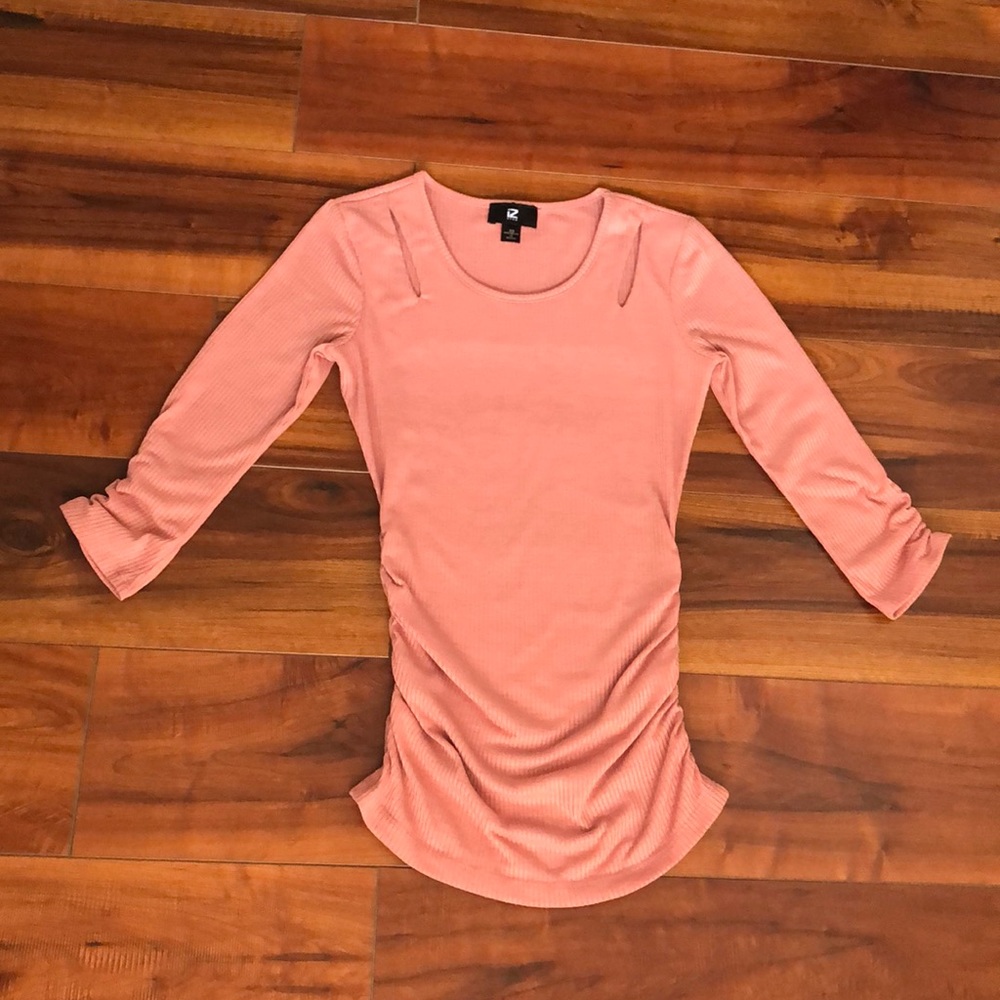 IZ Byer Cut-Out Shoulder Ruched Sweater